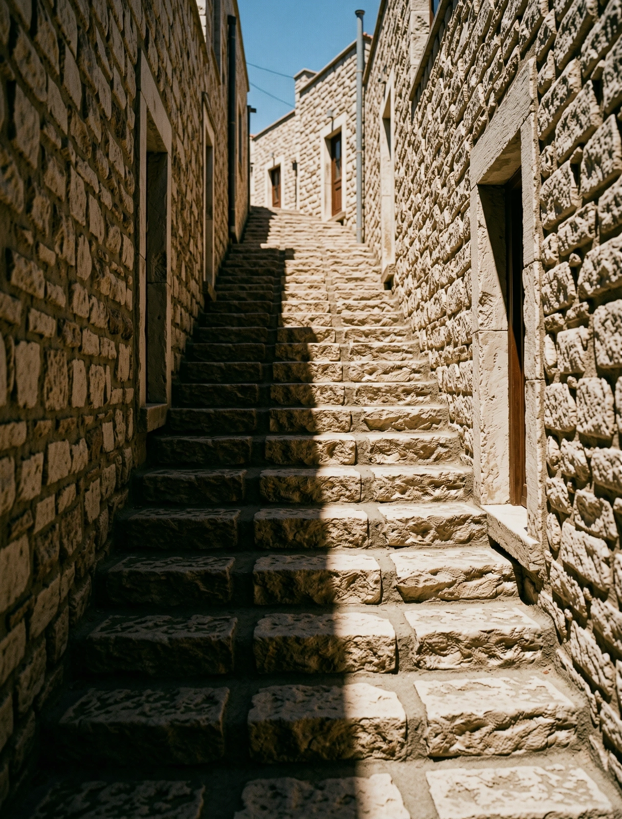 Sun-drenched Greek stone path
